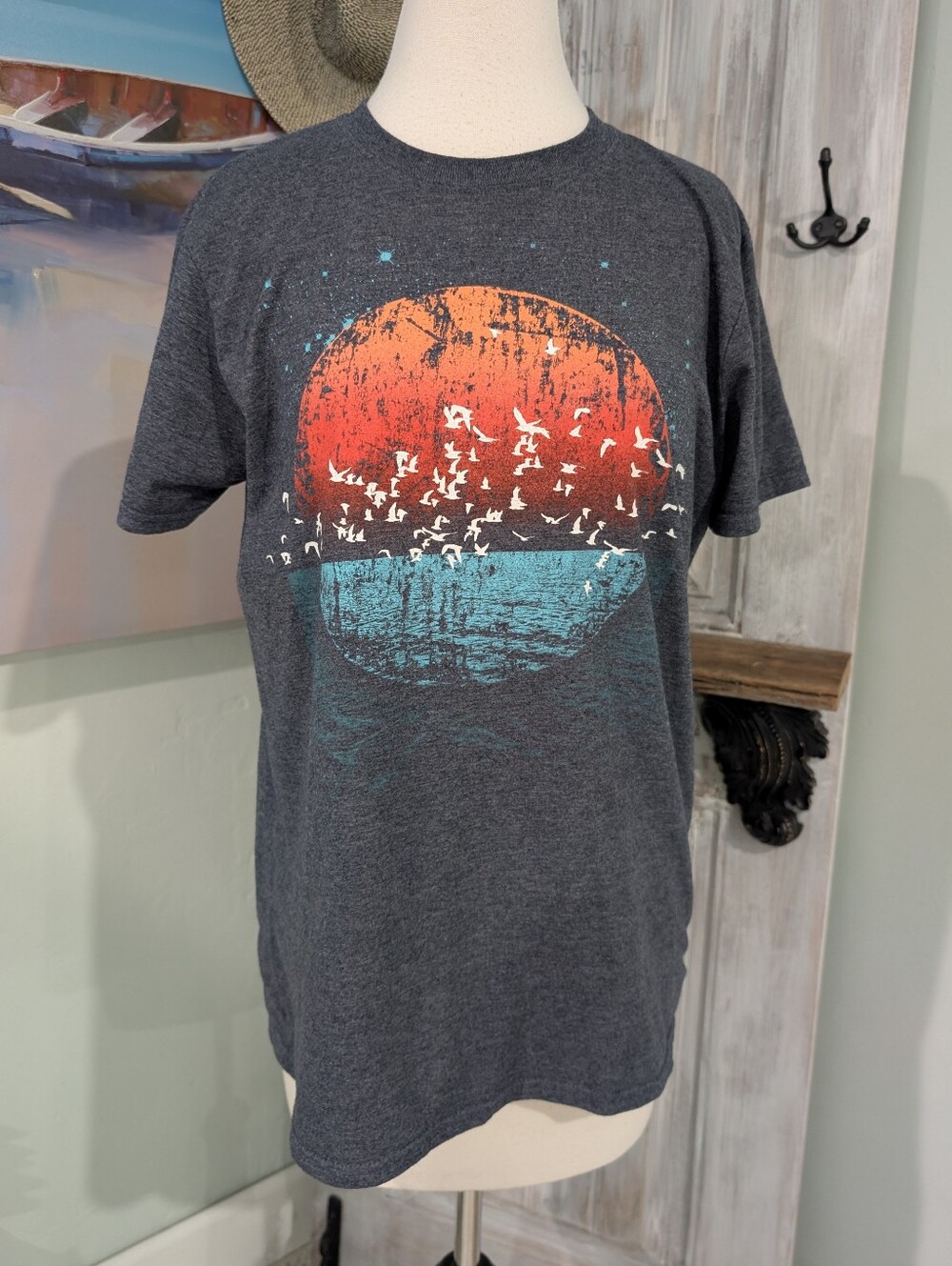 Oxide Dark Gray Graphic Sunset T-Shirt